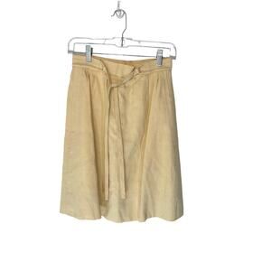 Chloe Neutral Tan Relaxed Coastal Pleated‎ Sable Silk A-Line Skirt Size 3